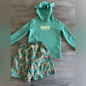 Gap babyGap Star Wars Yoda Hoodie Rashguard and Swim Trunks, Size 5